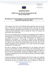 Statement by the Danish Presidency of the Council of the EU in response to the opening statement of the Chairmanship of the FSC by Ambassador Andris Teikmanis, State Secretary of the Ministry of Foreign Affairs of Latvia