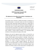 Statement by the Danish Presidency of the Council of the EU on the safety of journalists in Azerbaijan and Kazakhstan