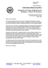 Statement by the Delegation of the United States on the blasts in Dnipropetrovsk, Ukraine, on 27 April 2012, and the rule of law in Ukraine