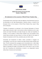 Statement by the Danish Presidency of the Council of the EU on the World Press Freedom Day, celebrated on 3 May 2012
