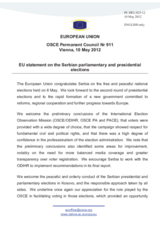Statement by the Danish Presidency of the Council of the EU on parliamentary and presidential elections in Serbia, held on 6 May 2012