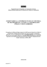 Comments on the draft law on transparency, access to information and good governance of Spain