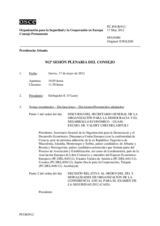 Diario de la 921ª Sesión plenaria del Consejo Permanente 