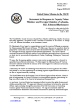 Statement by the Delegation of the United States  in response to the address by the Deputy Prime Minister and Minister of Foreign Affairs of Albania, H.E. Edmond Haxhinasto