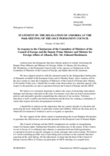 Statement by the Delegation of Andorra in response to the address by the Deputy Prime Minister and Minister of Foreign Affairs of Albania, H.E. Edmond Haxhinasto