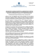 Declaración de Andorra en respuesta al Presidente del Comité de Ministros del Consejo de Europa, el Viceprimer Ministro y Ministro de Asuntos Exteriores de Albania, S.E. Sr. Edmond Haxhinasto