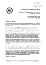 Statement by the Delegation of the United States on the recent violent incidents in northern Kosovo