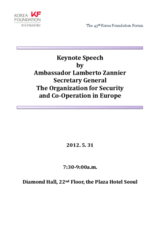 Keynote Speech by OSCE Secretary General Lamberto Zannier