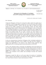 Statement by the Delegation of Azerbaijan in response to the statement by the Delegation of France, also on behalf of the Russian Federation and the USA, on the Joint statement by the presidents of the OSCE Minsk Group Co-Chair countries