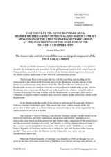 Presentation on the democratic control over armed forces as an integral part of the OSCE Code of Conduct by Mr. E.-R. Beck (MdB), Member of the Defence Committee, German Bundestag