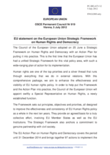 Statement by the Cypriot Presidency of the Council of the EU on the European Union Strategic Framework and Action Plan on Human Rights and Democracy