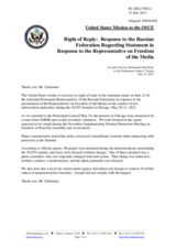 Statement by the Delegation of the United States in response to a statement made by the Russian Federation at the 918th meeting of the Permanent Council on the report of the OSCE Representative on Freedom of the Media