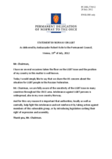 Statement by the Delegation of Norway on the human rights of lesbian, gay, bisexual and transgender persons in the Russian Federation 19 July 2012