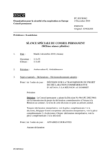 Journal de la 842ème séance spéciale du Conseil permanent