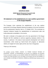 Statement by the Belgian Presidency of the Council of the European Union on the establishment of a new coalition government in Kyrgyzstan