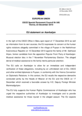 Statement by the Belgian Presidency of the Council of the European Union on the human rights concerns in the Nakhchivan Autonomous Republic of Azerbaijan