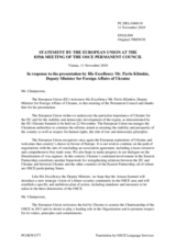 Statement by the Belgian Presidency of the Council of the European Union in response to the address by the Deputy Minister for Foreign Affairs of Ukraine, H.E. Pavlo Klimkin