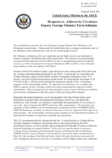 Statement by the Delegation of the United States in response to the address by the Deputy Minister for Foreign Affairs of Ukraine, H.E. Pavlo Klimkin