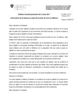 Intervention de la Suisse au sujet de la peine de mort au Bélarus