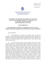 Statement by the Delegation of the Holy See in response to the report by the Special Representative and Co-ordinator for Combating Trafficking in Human Beings, Dr. Maria Grazia Giammarinaro
