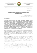 Statement by the Delegation of Azerbaijan in response to the report by the Special Representative and Co-ordinator for Combating Trafficking in Human Beings, Dr. Maria Grazia Giammarinaro