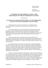 Statement by the Belgian Presidency of the Council of the European Union in response to the address by the Secretary General of the Organization of American States, H.E. José Miguel Insulza
