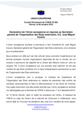 Statement by the Belgian Presidency of the Council of the European Union in response to the address by the Secretary General of the Organization of American States, H.E. José Miguel Insulza