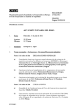 Diario de la 689ª Sesión plenaria del Foro de Cooperación en materia de Seguridad  