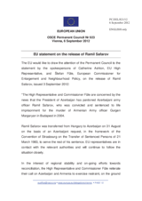 Statement by the Cypriot Presidency of the Council of the EU on the extradition from Hungary and subsequent pardoning of Mr. R. Safarov in Azerbaijan