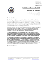 Statement by the Delegation of the United States on the recent developments in Tajikistan