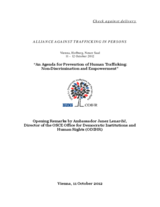 Opening Remarks by Ambassador Janez Lenarčič at the conference:  “An Agenda for Prevention of Human Trafficking: Non-Discrimination and Empowerment”