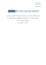 Address by the President of the OSCE Parliamentary Assembly, H.E. Riccardo Migliori