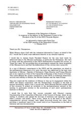 Statement by the Delegation of Albania in response to the address by the President of the OSCE Parliamentary Assembly, H.E. Riccardo Miglior