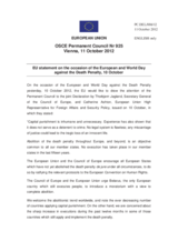 Statement by the Cypriot Presidency of the Council of the EU on the European and World Day Against the Death Penalty, celebrated on 10 October 2012, and on the death penalty in the United States 