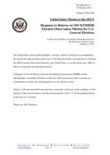 Statement by the Delegation of the United States in response to the statement by the Delegation of Belarus on the election observation in the United States of America