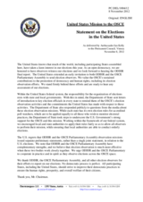 Statement by the Delegation of the United States on the elections in the United States of America, held on 6 November 2012