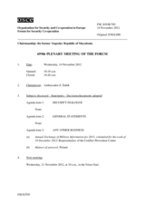 Journal of the 699th Plenary Meeting of the Forum for Security Co-operation