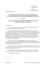 Statement by the Delegation of Switzerland in response to the reports by the three Personal Representatives of the Chairperson-in-Office for tolerance and non-discrimination
