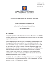 Statement by the Delegation of Norway on the preparations for the Dublin Ministerial Council Meeting