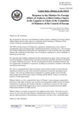 Statement by the Delegation of the United States in response to the address by the Minister for Foreign Affairs of Andorra, H.E. Gilbert Saboya Sunye