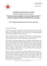 Statement by the Delegation of Turkey in response to the address by the Minister for Foreign Affairs of Andorra, H.E. Gilbert Saboya Sunye
