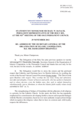 Statement by the Delegation of the Holy See in response to the address by the Secretary General of the Organisation of Islamic Cooperation, H.E. Ekmeleddin İhsanoğlu