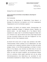Antwort der Schweiz auf die Rede von Dunja Mijatovic, Beauftragte für Medienfreiheit