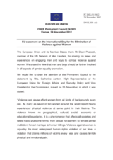 Statement by the Cypriot Presidency of the Council of the EU on the International Day for the Elimination of Violence Against Women, observed on 25 November 2012, and 16 Days of Activism Against Gender Violence