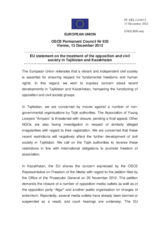 Statement by the Cypriot Presidency of the Council of the EU on the situation of opposition and civil society groups in Tajikistan and Kazakhstan