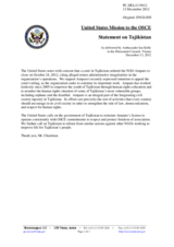 Statement by the Delegation of the United States on the situation of opposition and civil society groups in Tajikistan