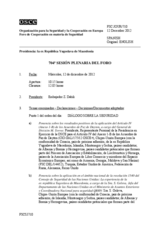 Diario de la 704ª Sesión plenaria del Foro de Cooperación en materia de Seguridad  