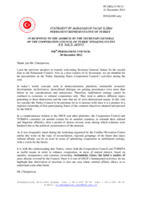 Statement by the Delegation of Turkey in response to the address by the Secretary General of the Cooperation Council of Turkic Speaking States, H.E. Halil Akinci