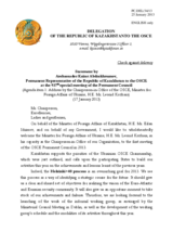 Statement by the Delegation of Kazakhstan in response to the address by the Chairperson-in-Office of the OSCE, Minister for Foreign Affairs of Ukraine, H.E. Leonid Kozhara