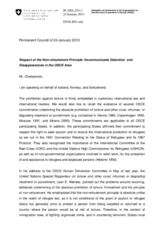 Statement by the Delegation of Switzerland, also on behalf of Iceland and Norway, on the respect for the principle of non-refoulement, and incommunicado detention and “disappearances” in the OSCE area